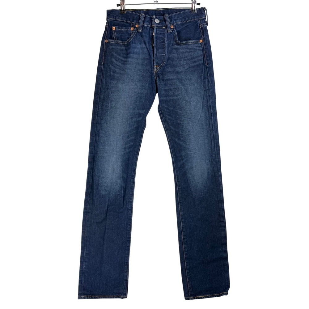 Levis 501 Original Fit Mens Dark Wash Straight Leg Button Fly Jeans fits 28x32‎